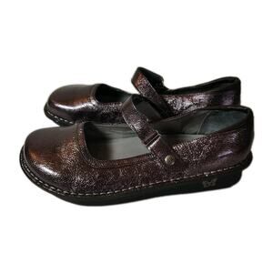 Purple Alegria Shoes Size 41 EU 10.5/11 Woman's Metallic Shiny Mary Janes Straps